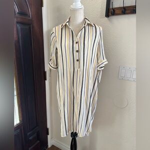 Chic Striped Button-Up Midi Dress